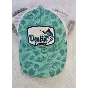 Destin Florida Trucker Hat Marlin Fish Patch Tropical Snapback Beach Fishing Cap
